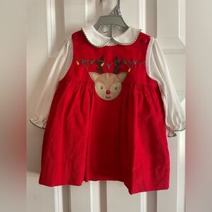 Petit Ami Red Reindeer Dress